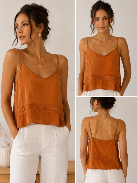 Wilfred Tops - Aritzia Wilfred Everly 100% Silk Camisole Top Burnt Orange